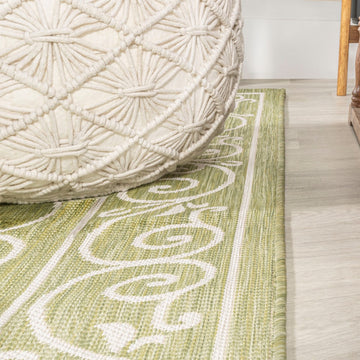 Charleston Vintage Filigree Textured Weave Indoor/outdoor Round Rug
